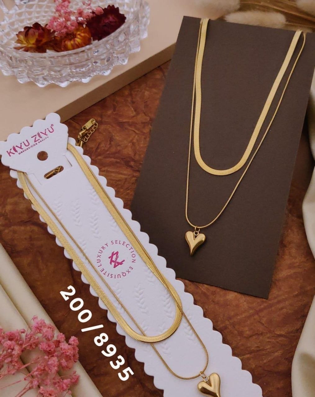 Kiyu Ziyu Heart Charm Double Layer Necklace