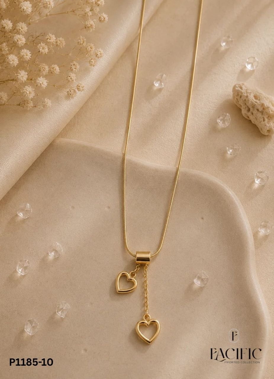 Anti Tarnish Double Heart Pendant Necklace for Women