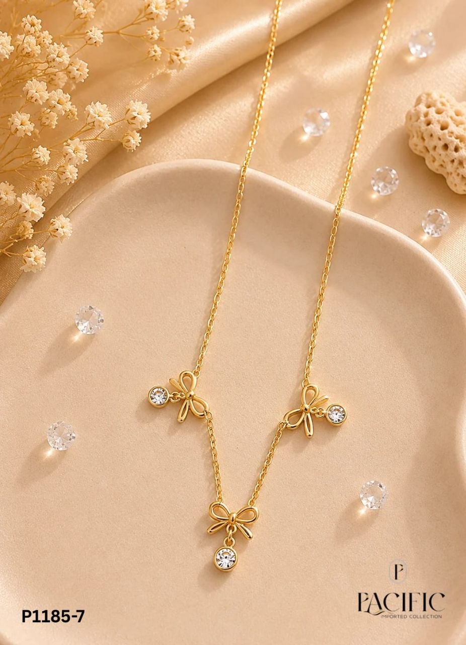 Anti Tarnish Crystal Bow Necklace for Women