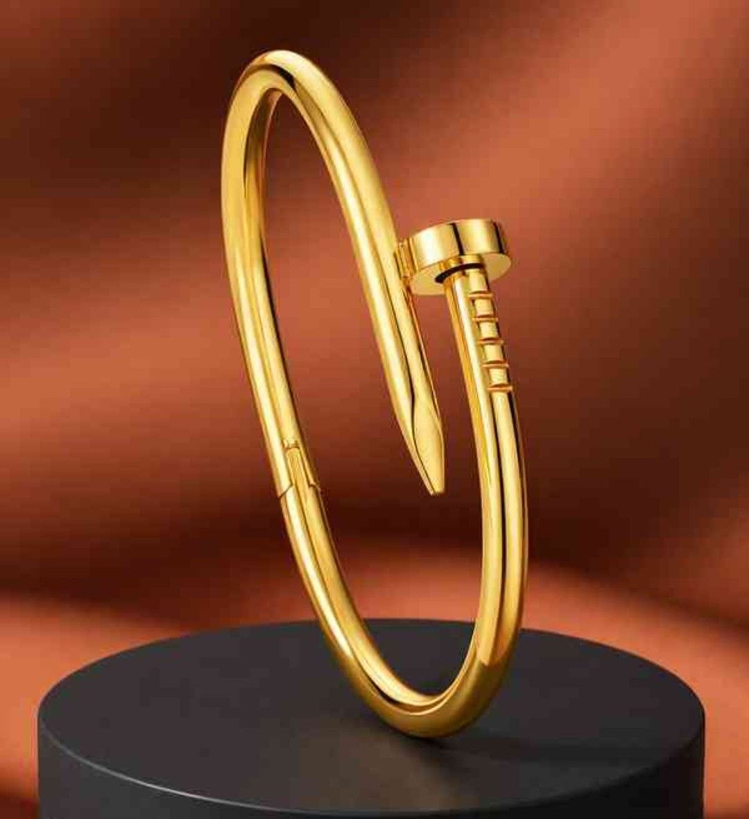Anti Tarnish Nail Golden Kada Bracelet