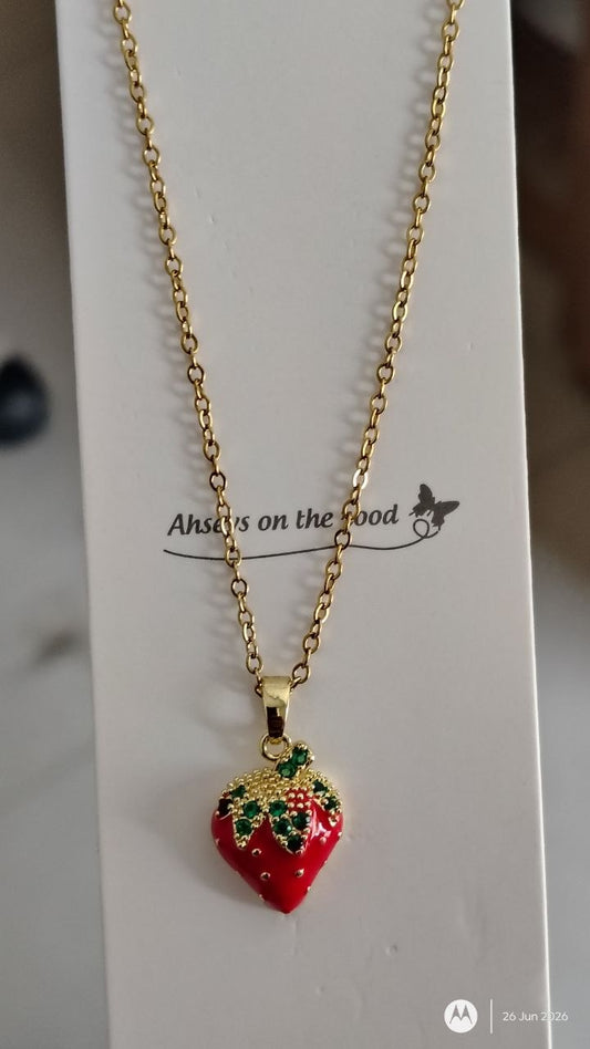 Anti Tarnish Strawberry Necklace