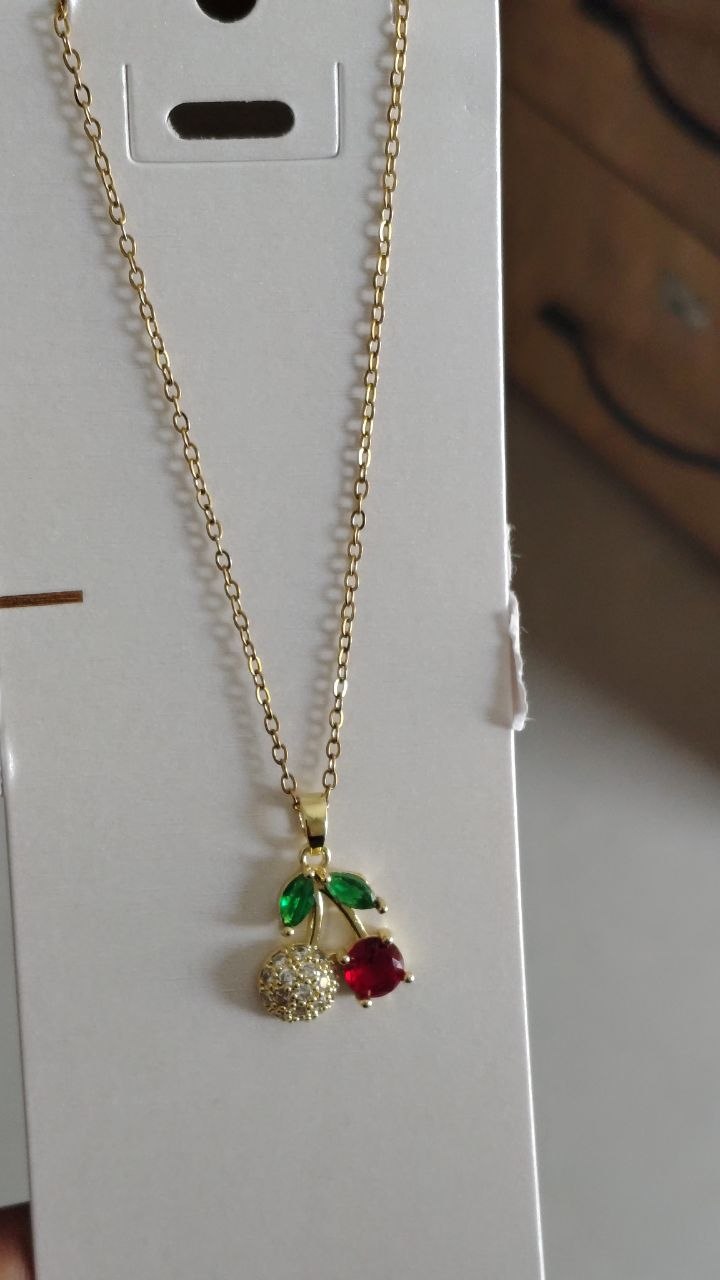 Anti Tarnish Crystal Cherry Necklace