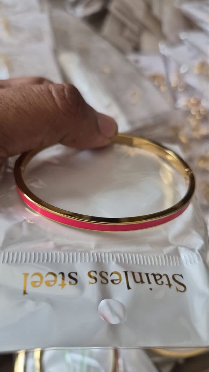 Anti-Tarnish Hot Pink Enamel Sleek Bracelet
