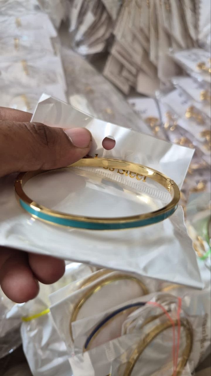 Anti-Tarnish Sky Blue Enamel Sleek Bracelet