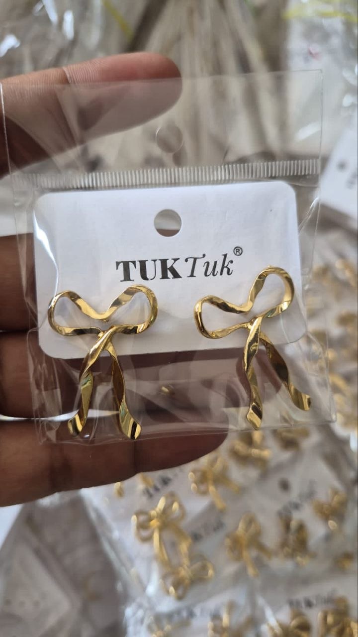 Anti-Tarnish Minimal Ribbon Bow Earrings