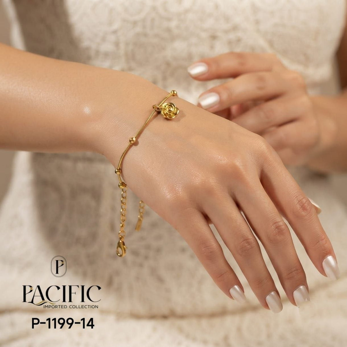 Anti-Tarnish Golden Rose Charm Bracelet