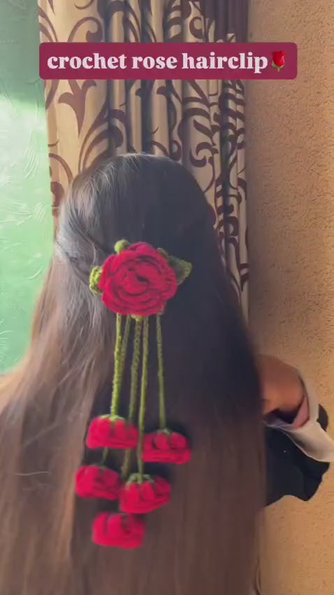 Crochet Rose long Hair Ties Soft Elastic Hair Rubber Bands