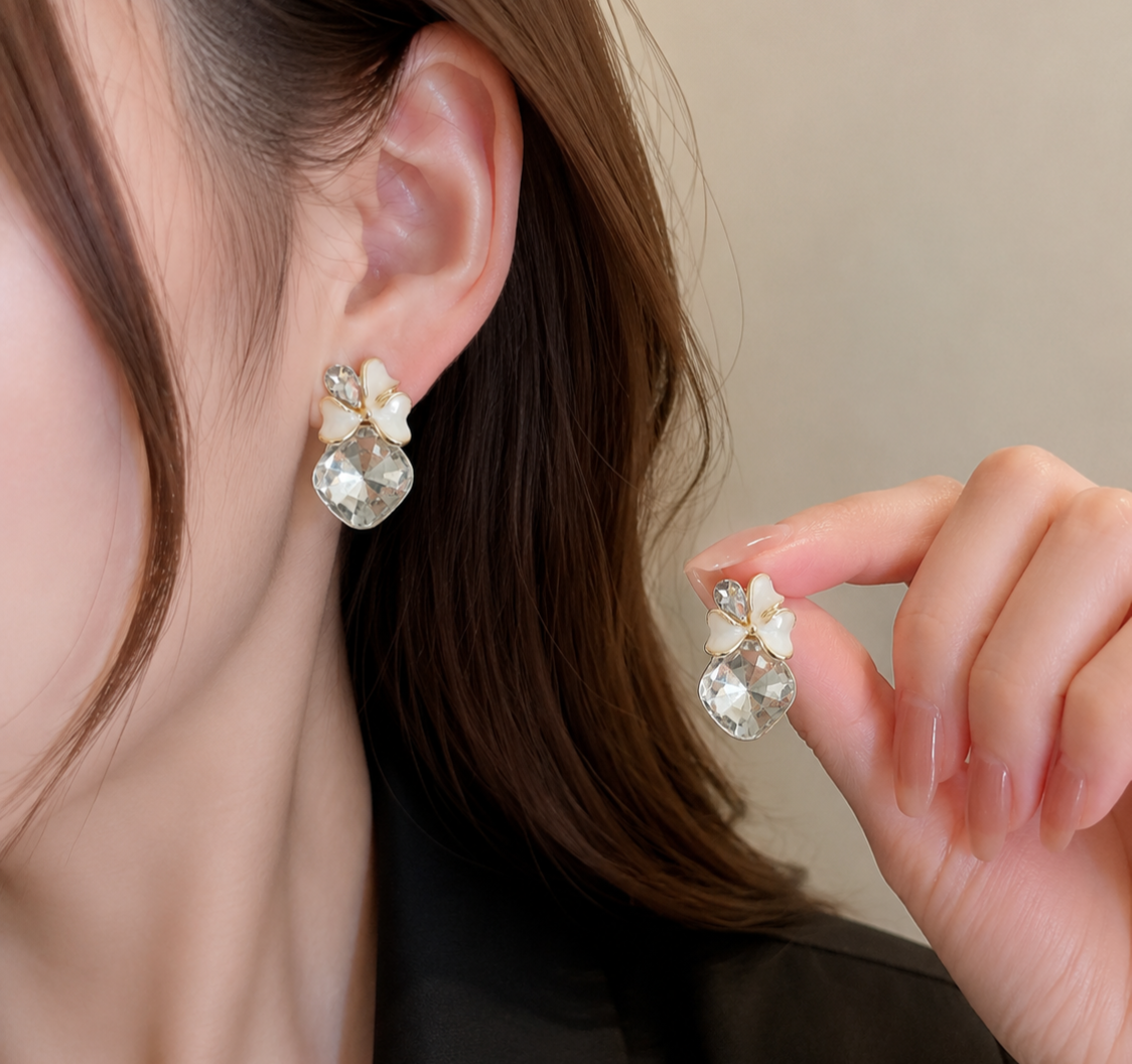 Korean Design cute Flower Stone Earring