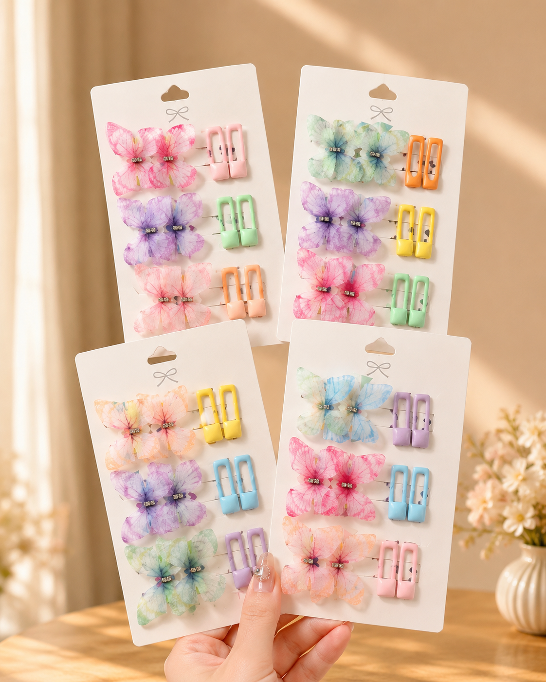Set of 12  Combo cards butterfly clip
Mix colours