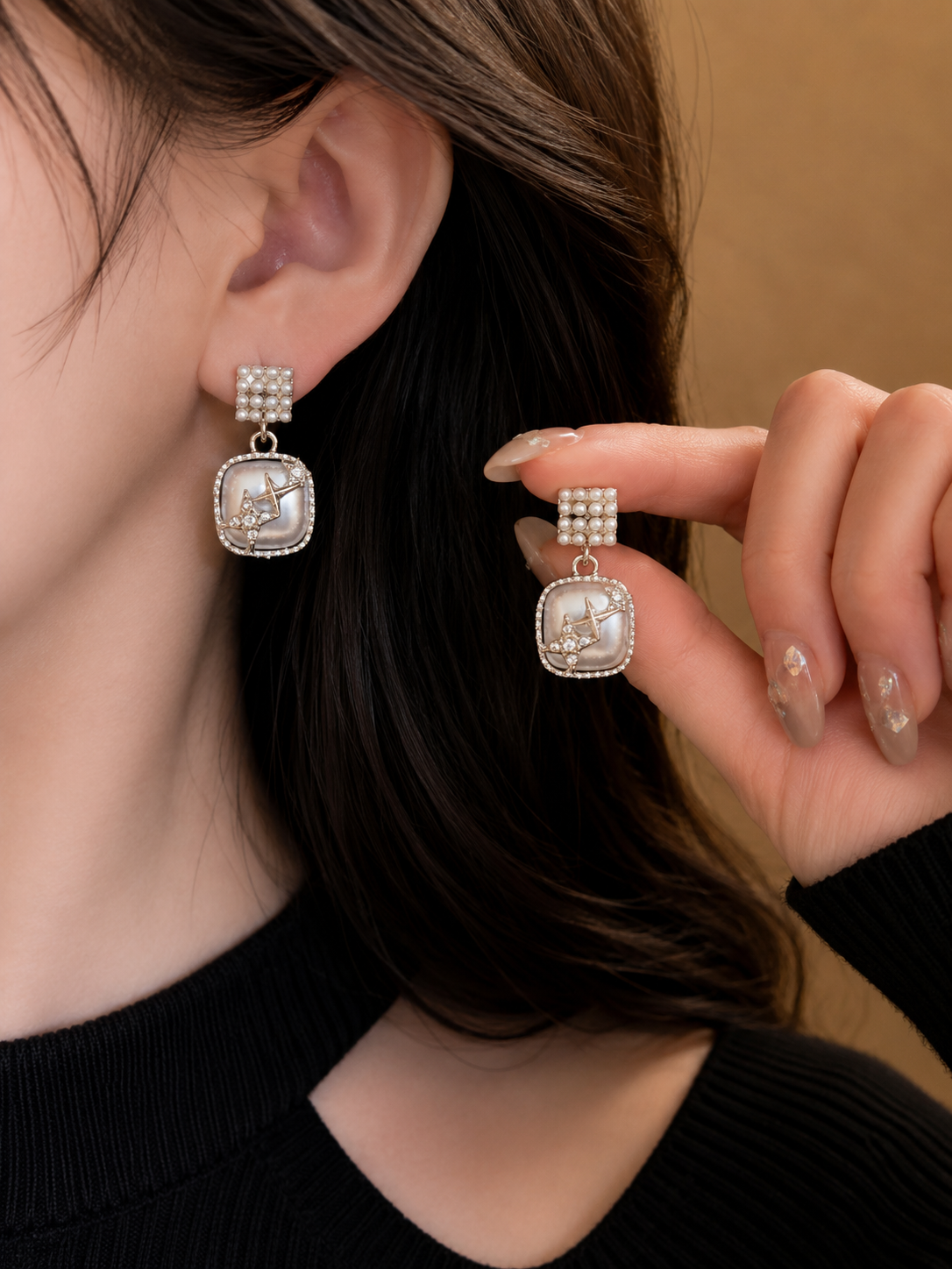 Korean Design Silver Square Earring