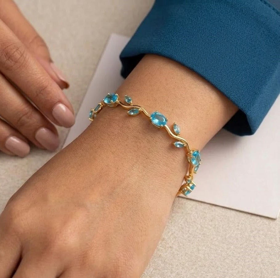 Anti tarnished blue colour Tulip bracelet