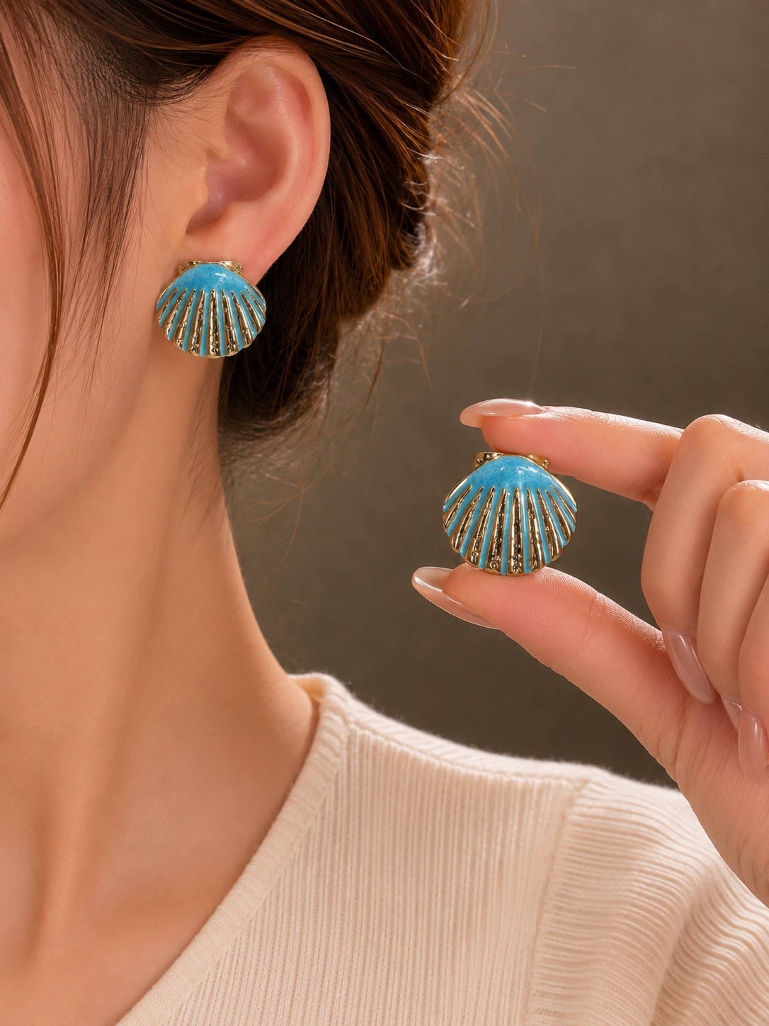 Korean Design Coloring Seashell Earring
