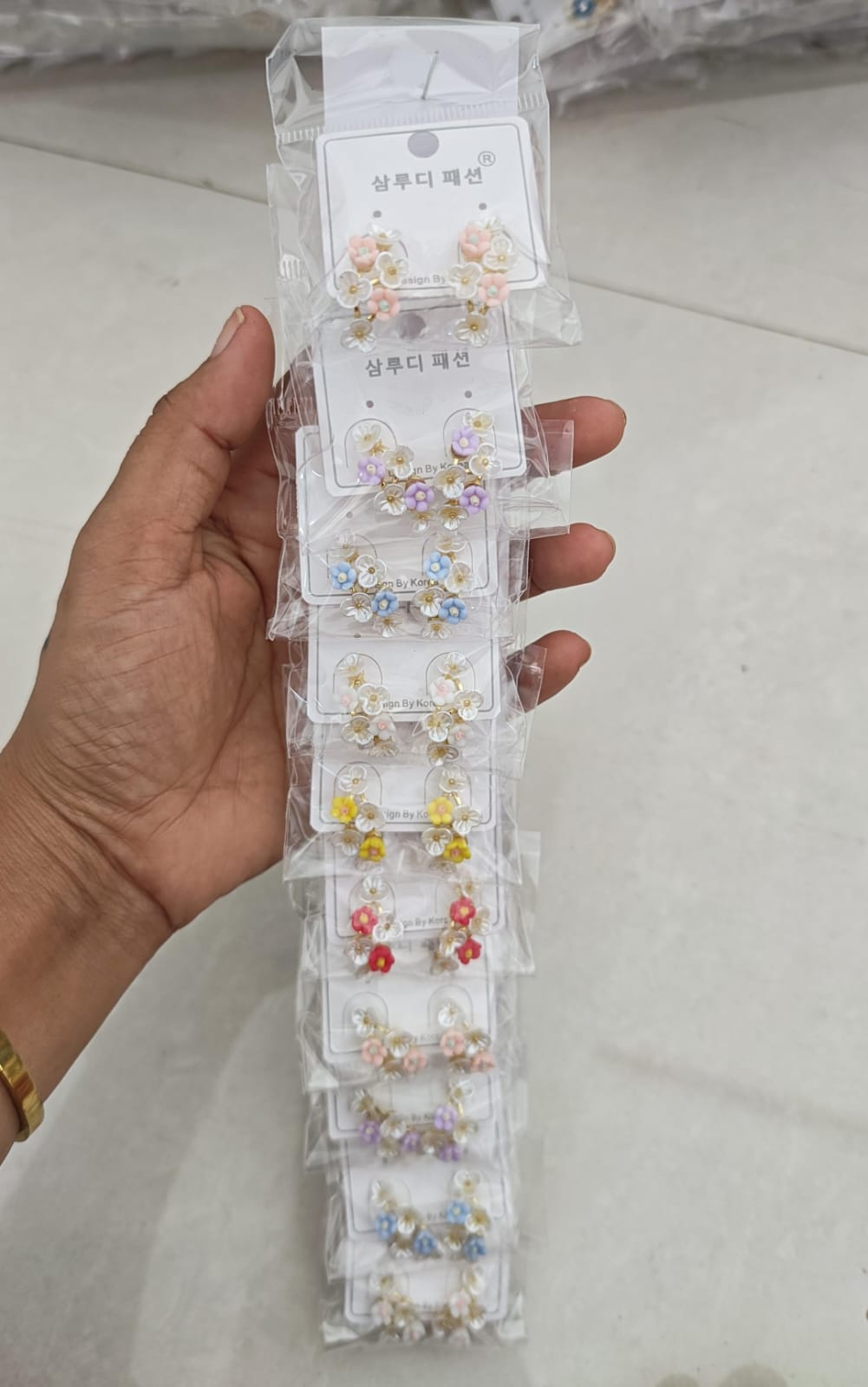 Korean Pastel Floral Loop Earrings