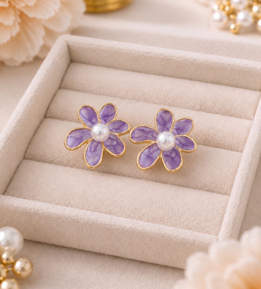 Korean Stylish Cute Colored Flower Earring