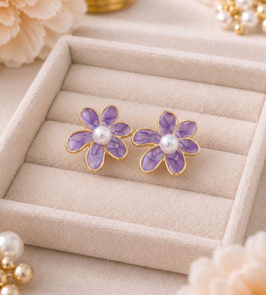 Korean Stylish Cute Colored Flower Earring