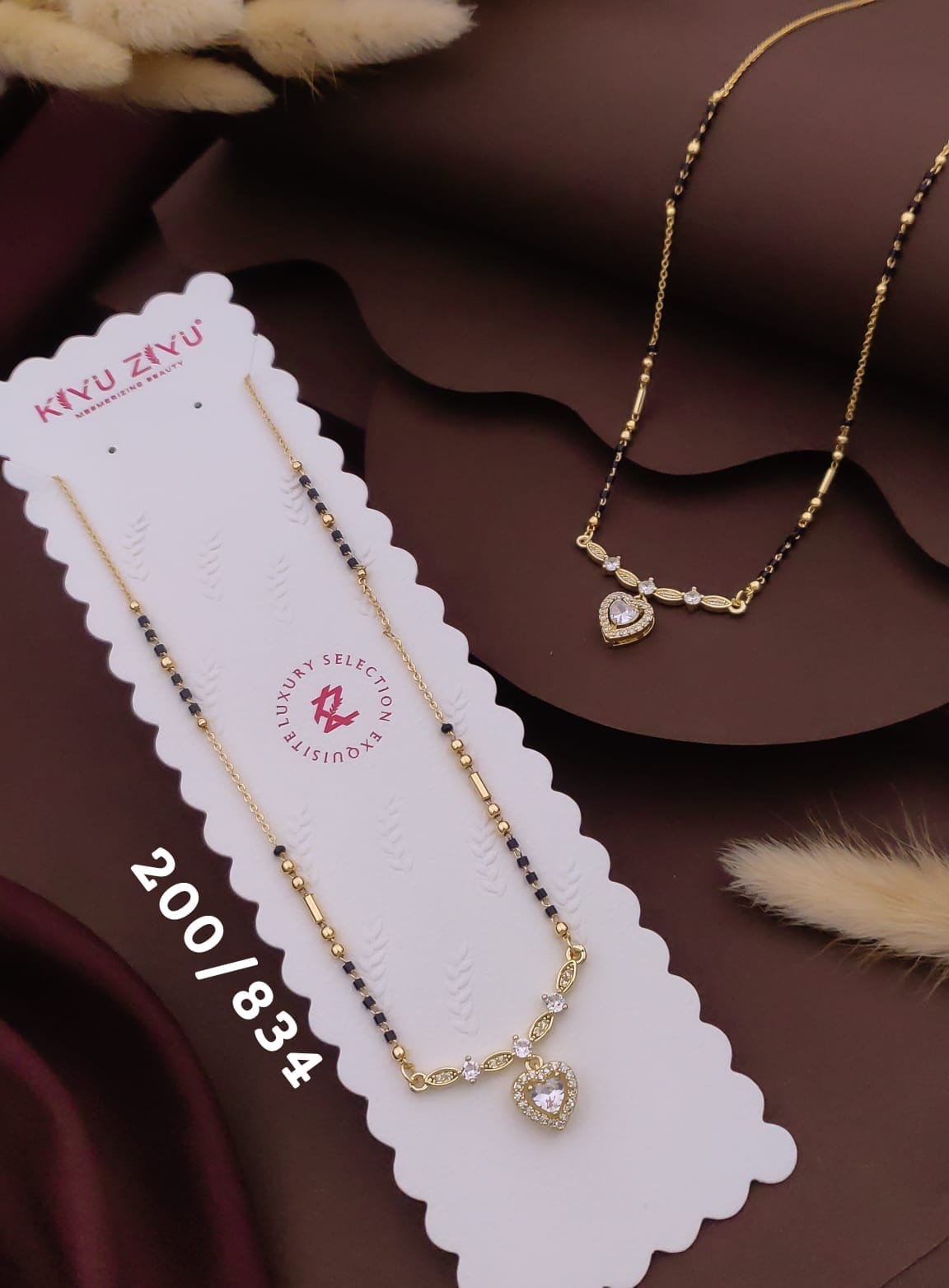 Heart shape diamond mangalsutra only pendant anti tarnished