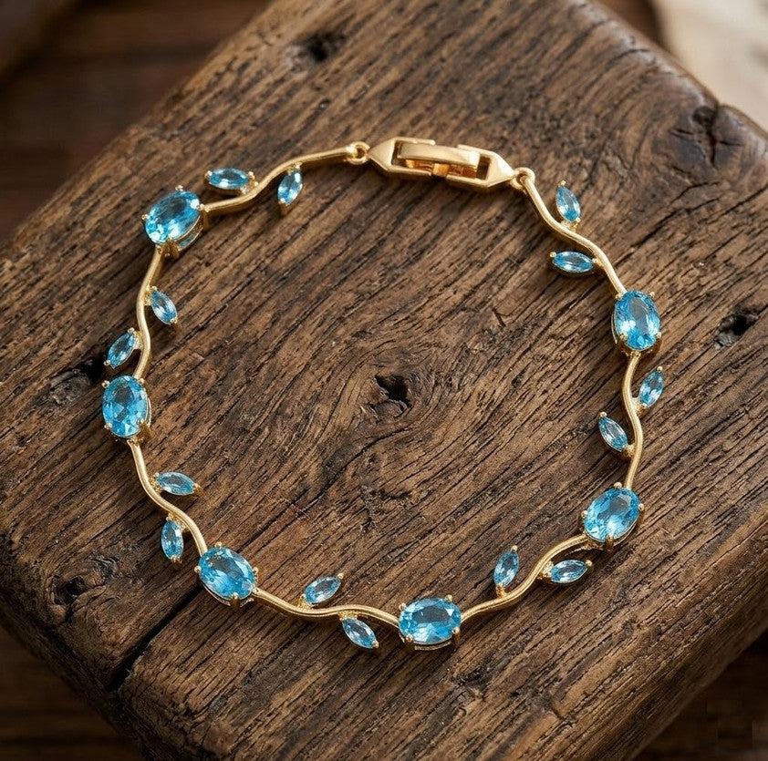 Anti tarnished blue colour Tulip bracelet