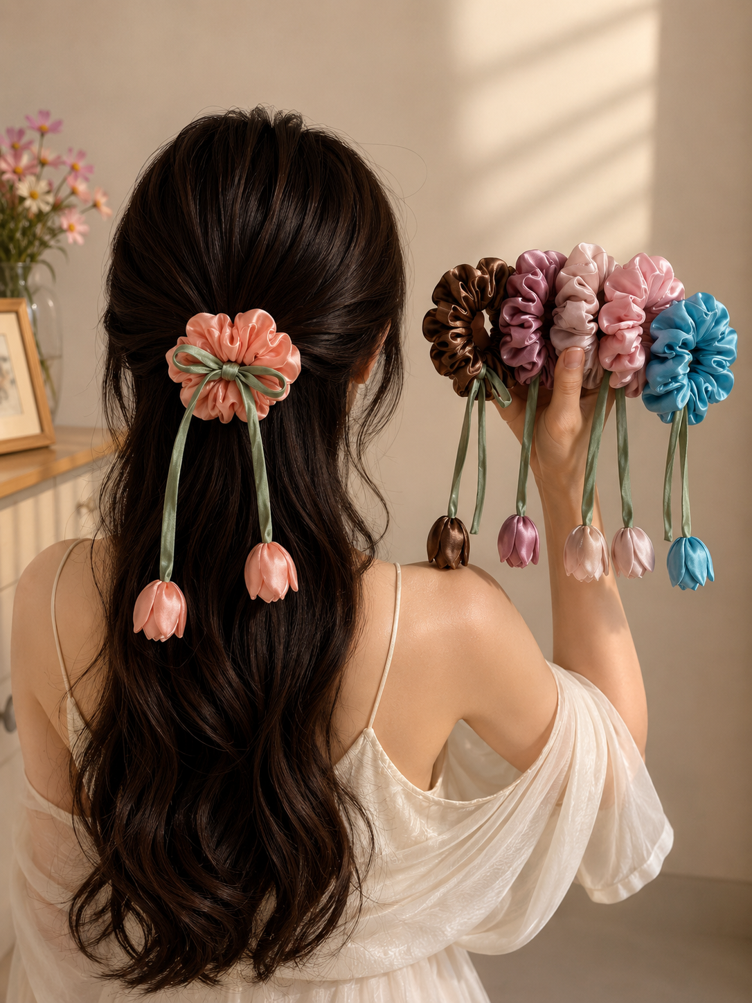 Tulip hanging Scrunchies Set Of 6