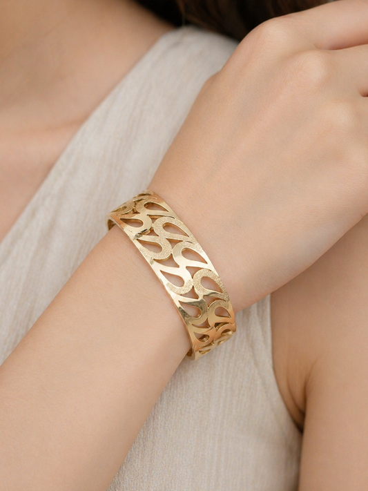 Anti-Tarnish Leaf Pattern Designer Kada
