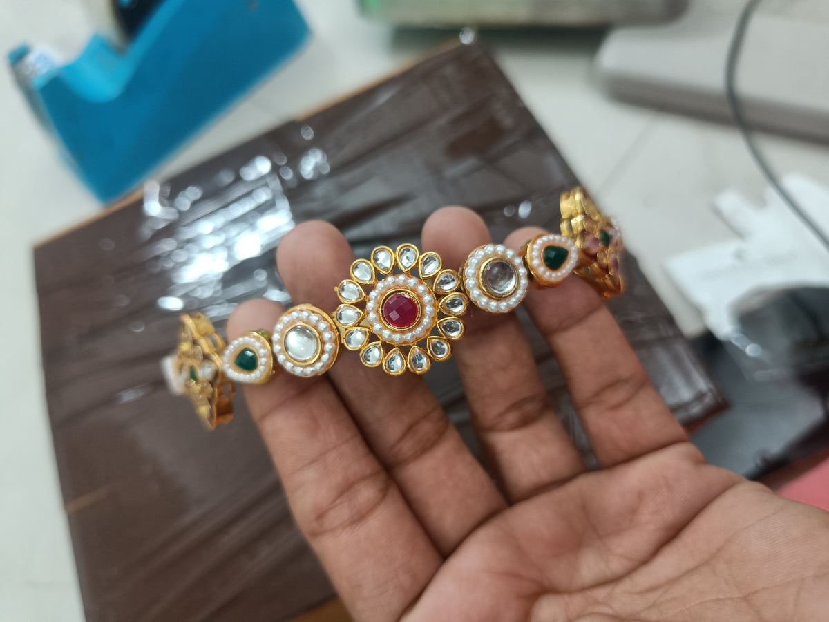Kundan Multicolour Stone Headband