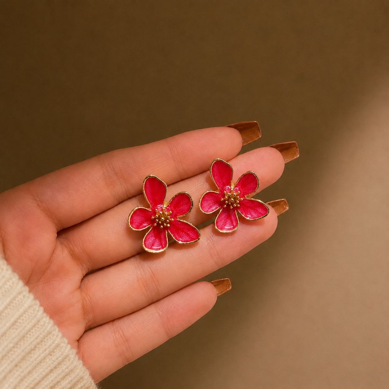 Korean Colored Flower Earring