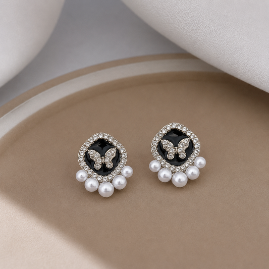 Korean Design Bee Black Earring