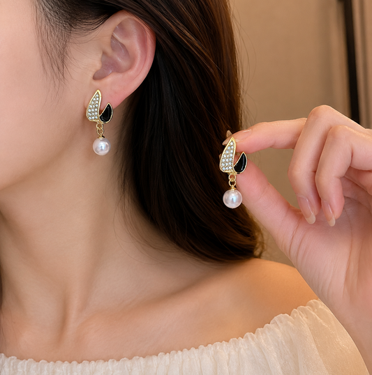 Korean Design Black & White Earrings
