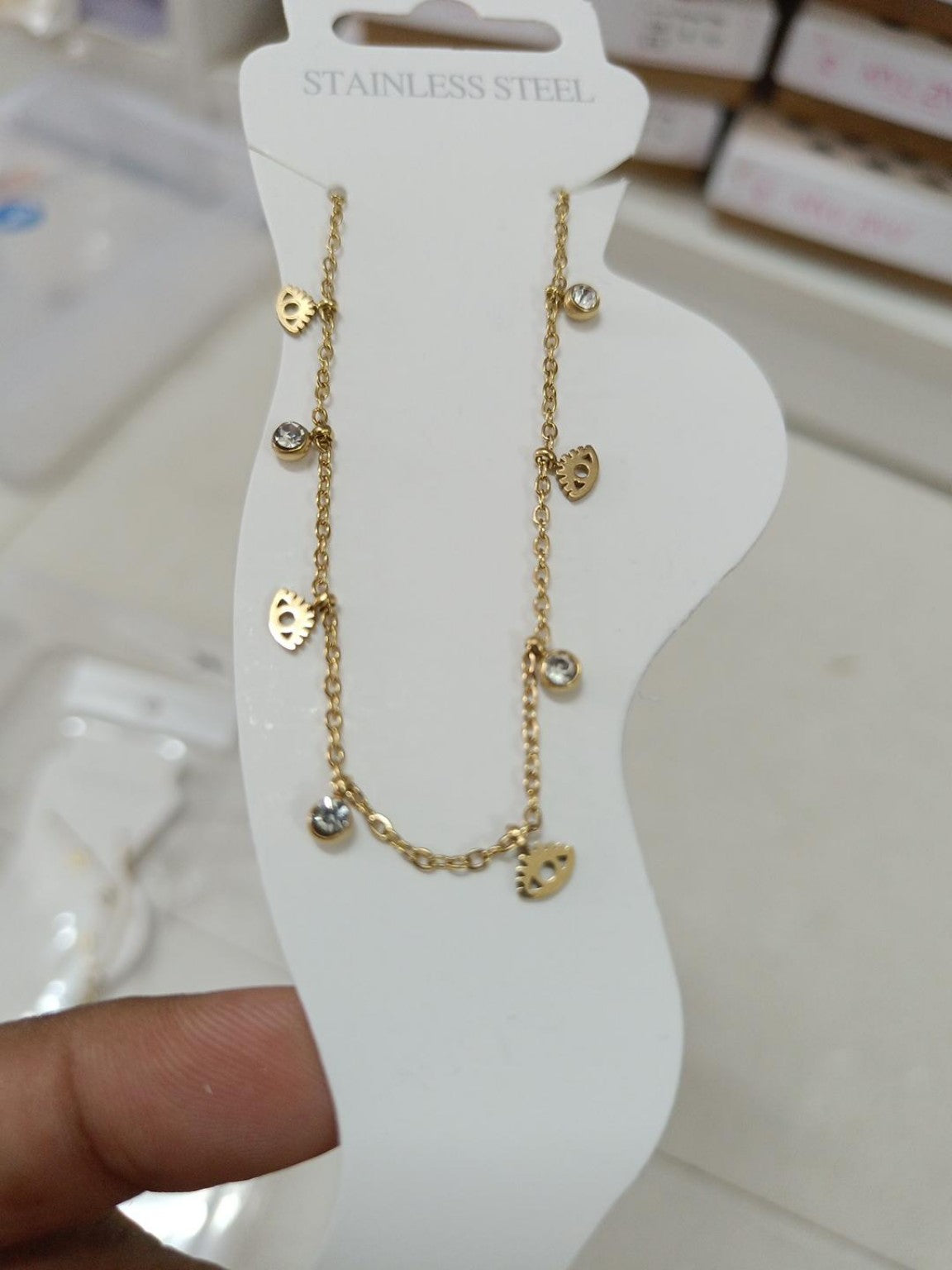 Anti Tarnish Evil Eye Charm Anklet