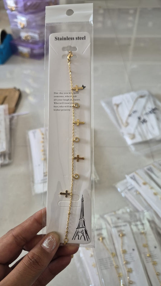 Elegant cross charm anklet cum bracelet