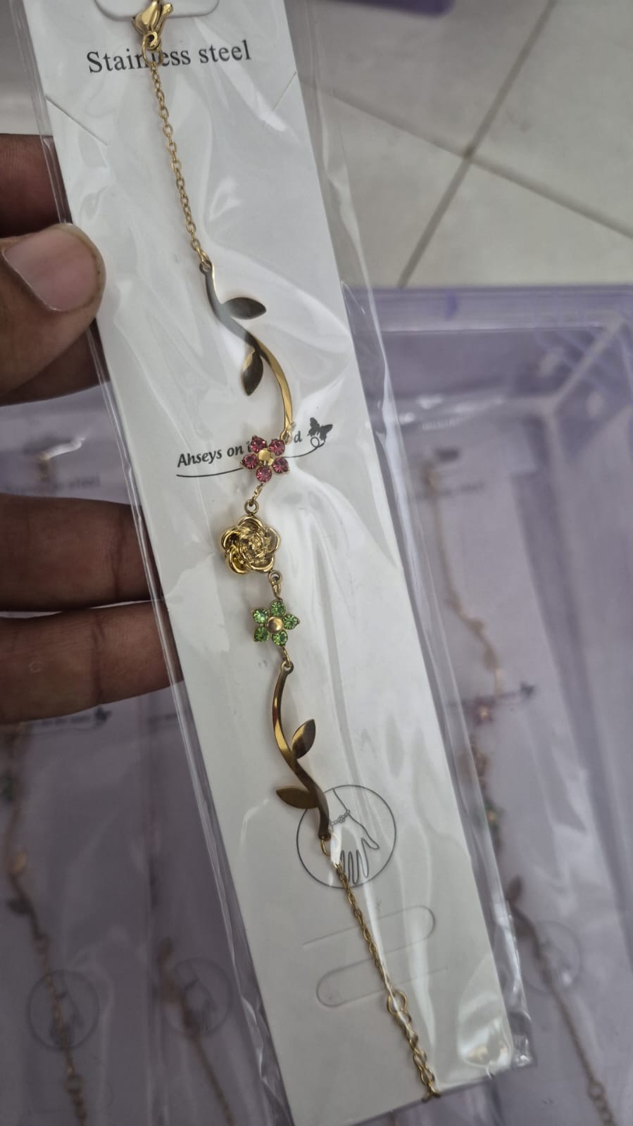 Anti-Tarnish Floral Rose Leaf Bracelet