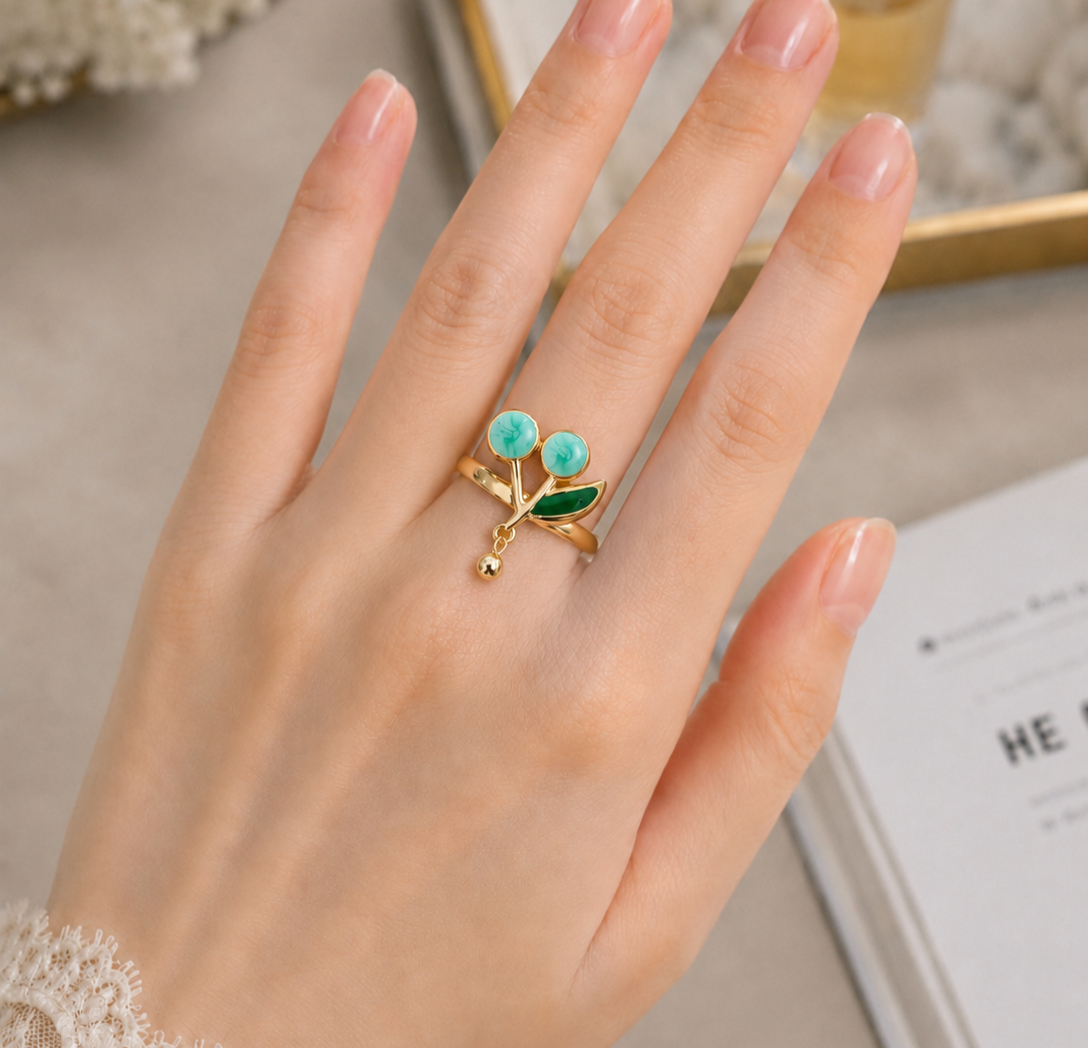 Cherry Blossom Leaf Adjustable Ring