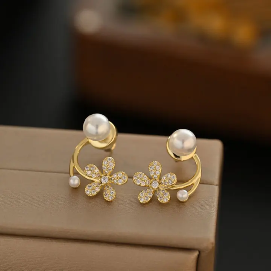 2in1 Korean Floral Pearl Wrap Earring