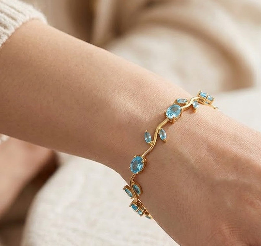Anti tarnished blue colour Tulip bracelet