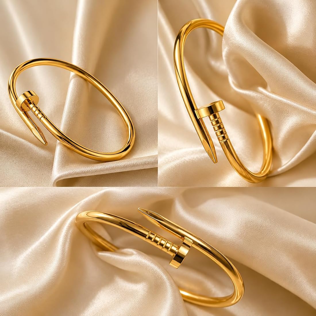 Anti Tarnish Nail Golden Kada Bracelet regular size