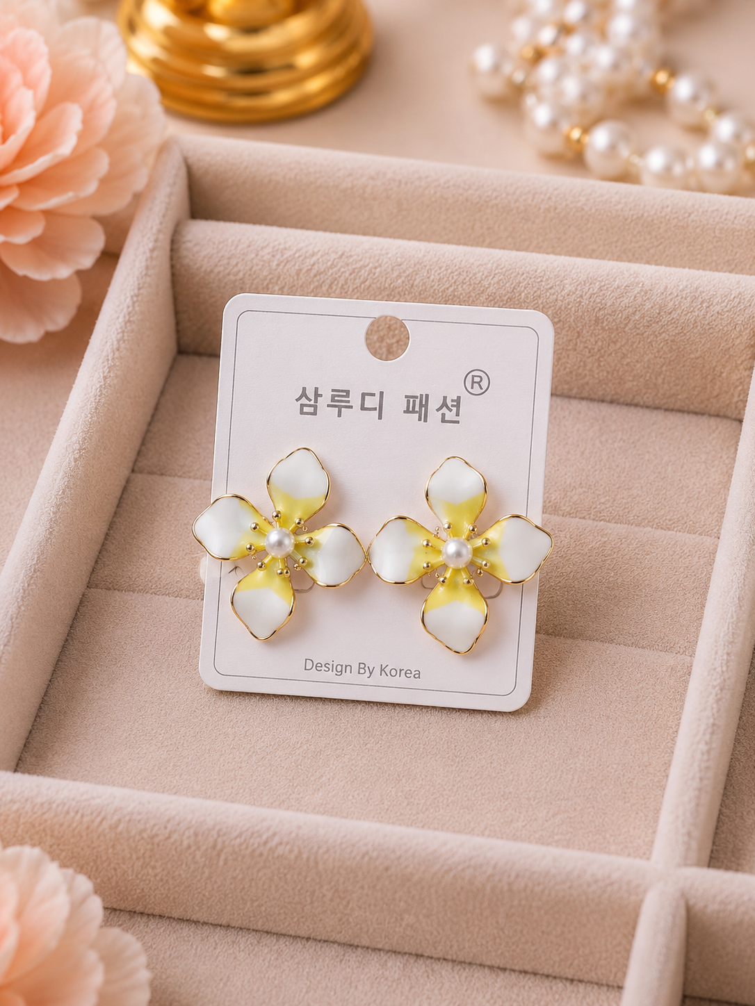 Korean Design Coloring Flower Earring