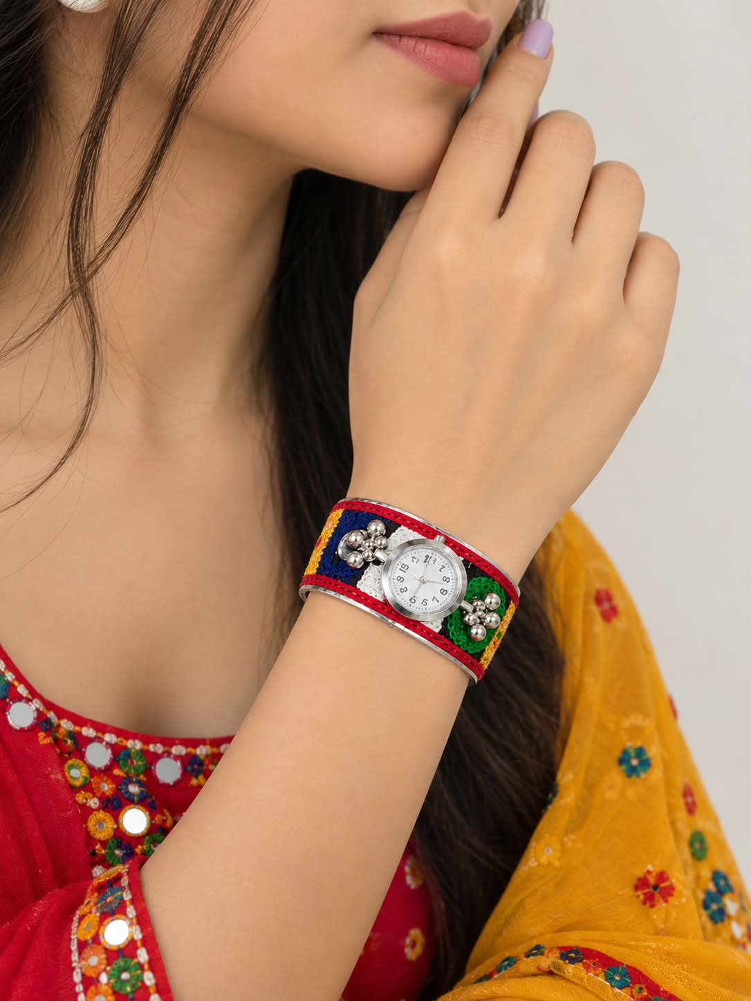 multicolor ethnic boho cuff bracelet watch