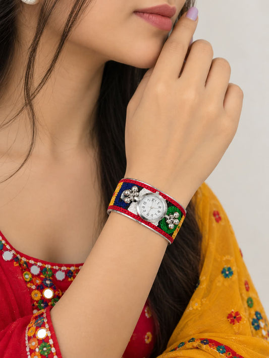 multicolor ethnic boho cuff bracelet watch