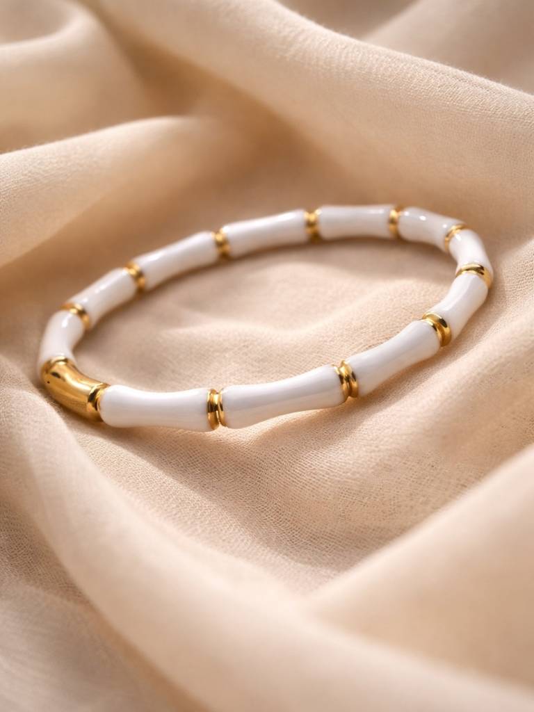 Anti tarnished white Bamboo kada