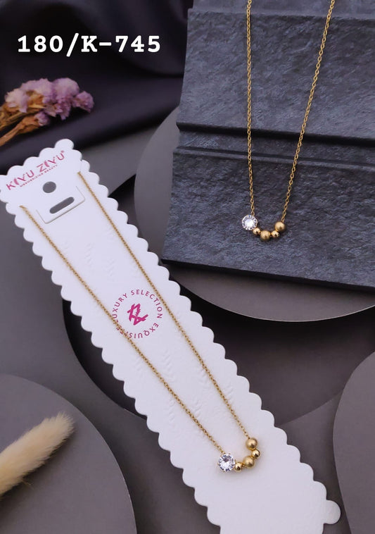 round cubic zirconia stone dainty necklace anti tarnished