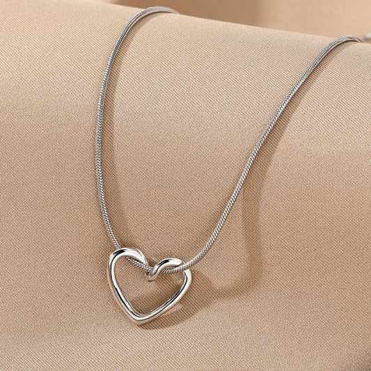 Anti-Tarnish Open Heart Pendant Necklace