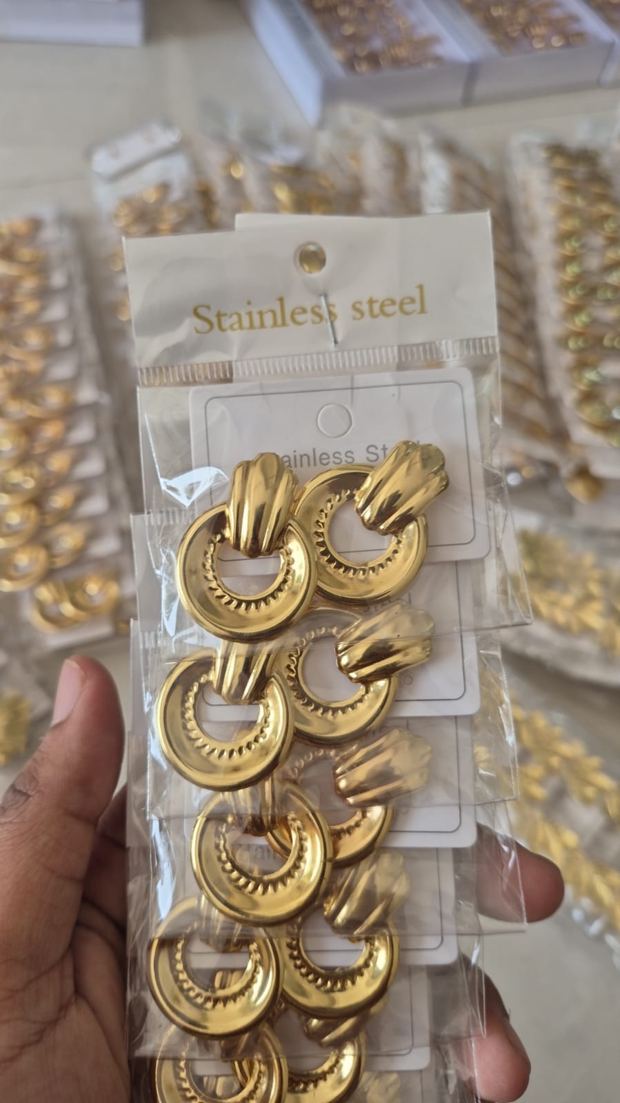 stainless steel door knocker style stud earrings
