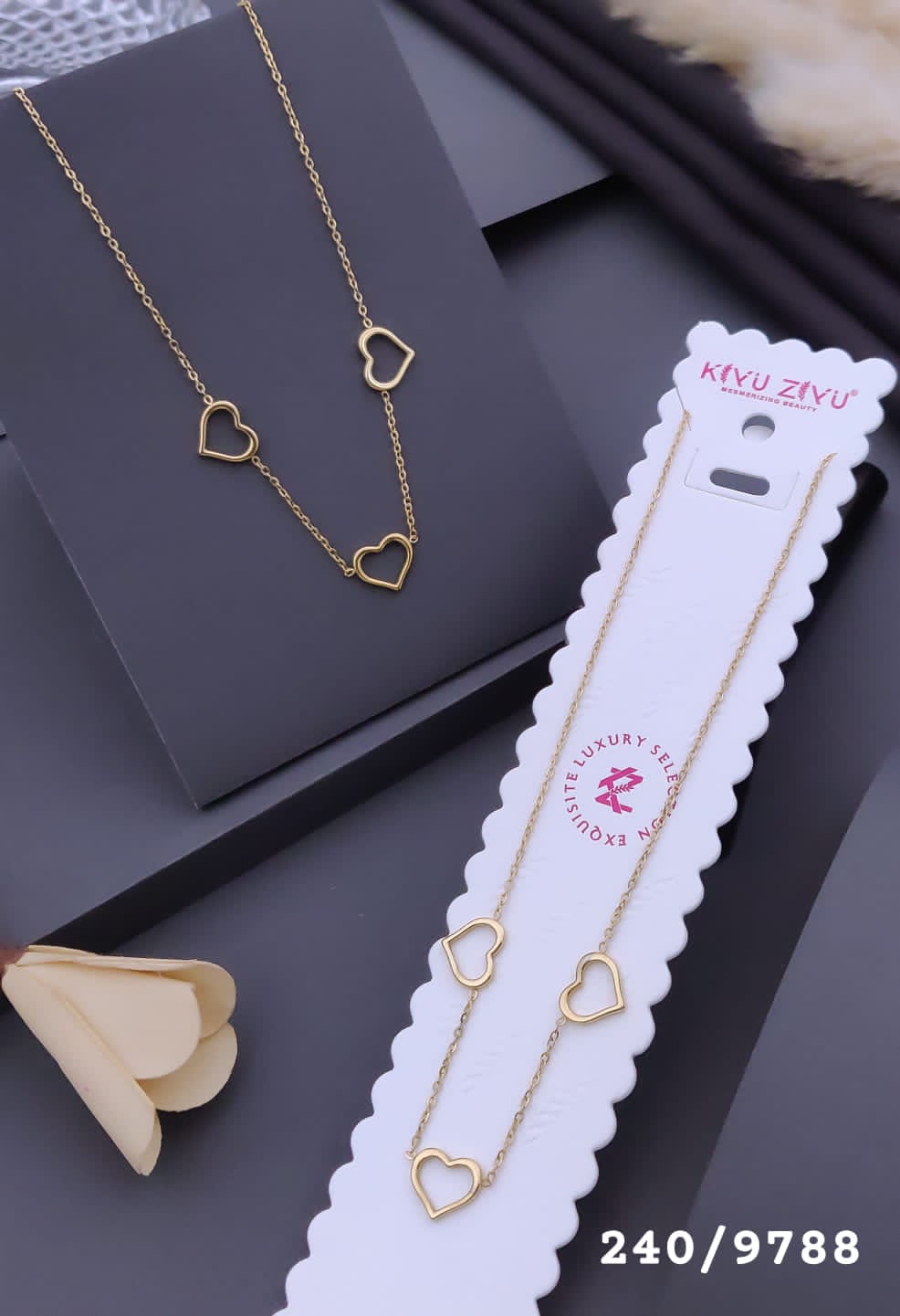 Gold-Tone Triple Open-Heart Necklace