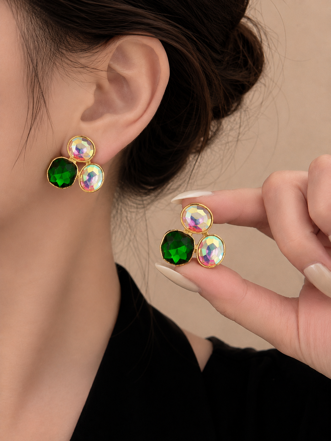 Korean Design Colourful Stone Earring