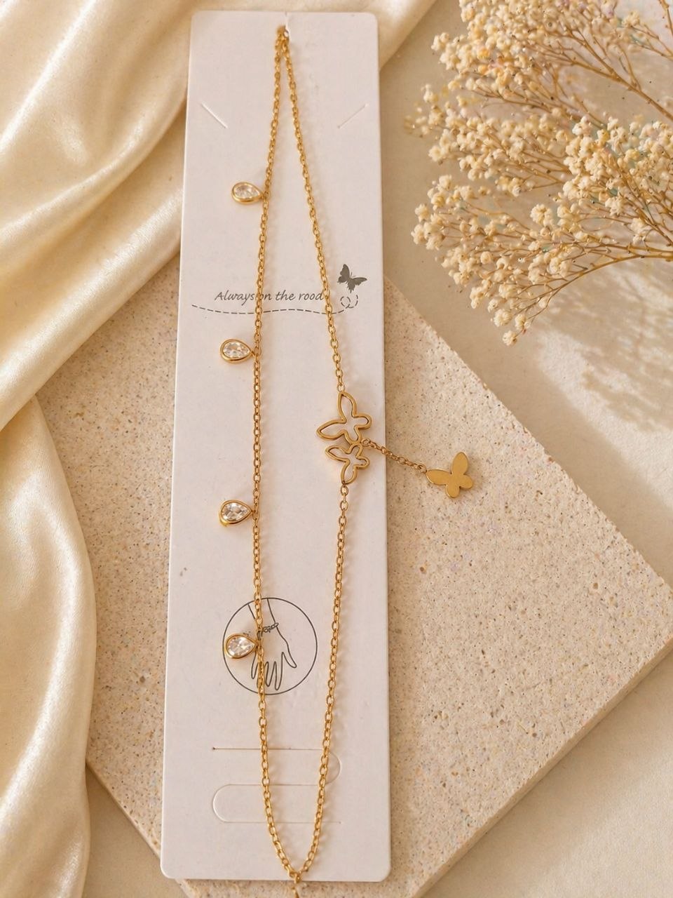 Delicate Adjustable butterfly chain bracelet