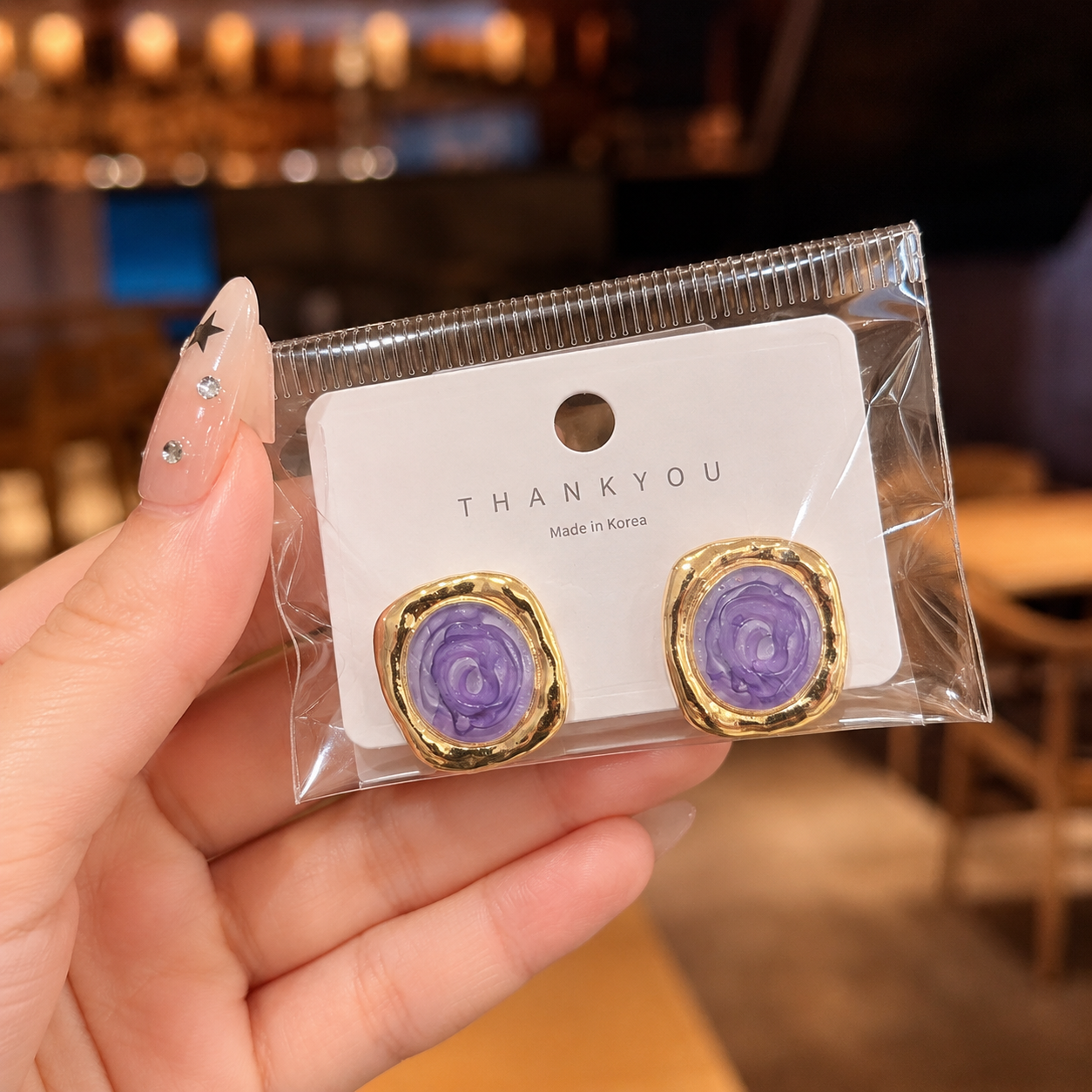 Korean round shape earring