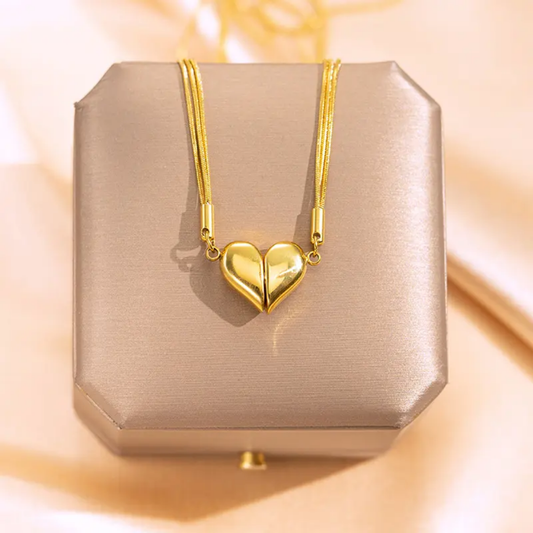 Magnetic heart necklace anti tarnished