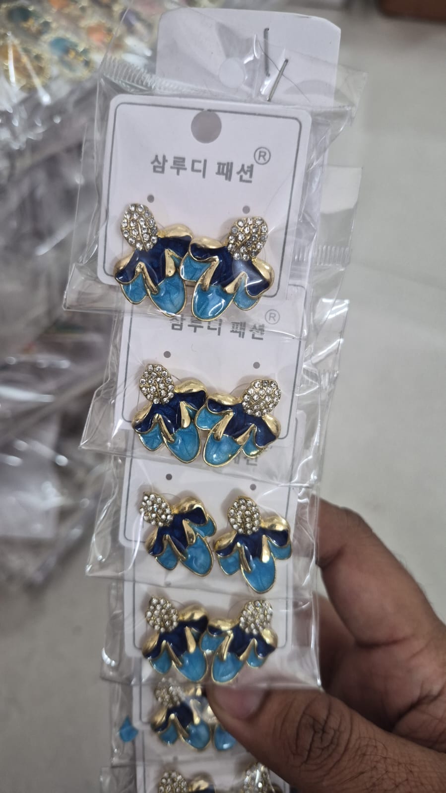 Korean Blue Flower Earrings