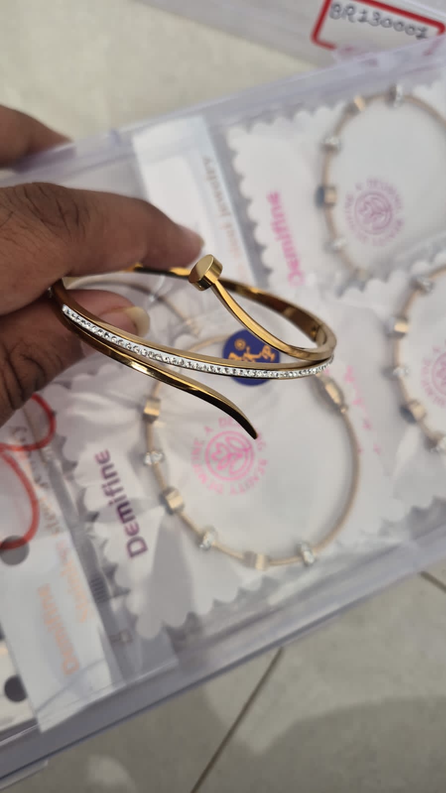 Anti-Tarnish Crystal Nail Bracelet