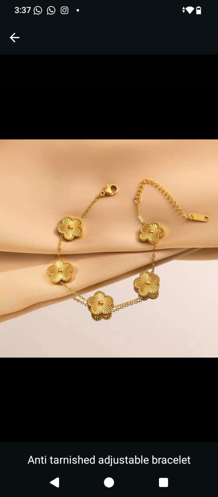 Anti-Tarnish  Clover Charm Bracelet