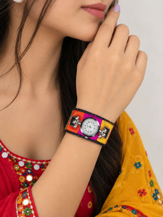 multicolor ethnic boho cuff bracelet watch